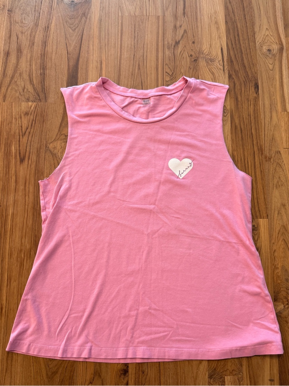 Beyond Yoga Barre 3 Cut Off Shirt Women’s Large Heart Pink